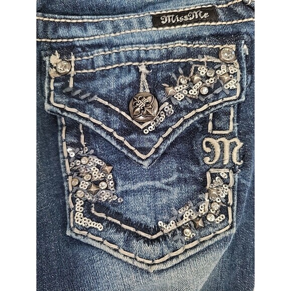 Miss Me Girls Size 10 Dark Blue Bling Jeans  JK592B2 Back To School - Picture 9 of 11